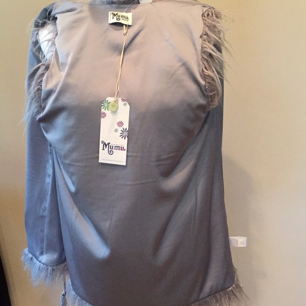 🆕 MUMU Gray Faux Fur Vest Lined Festival Wear - Picture 5 of 5